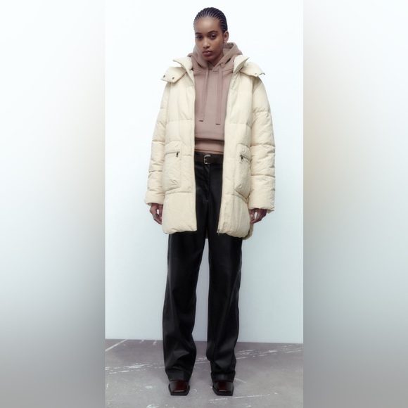 Zara Ecru Water Repellent Puffer Coat - Picture 5 of 16